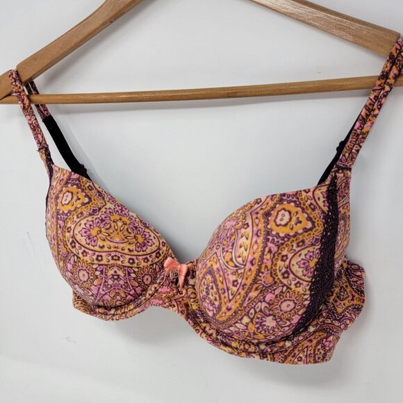 Victoria's Secret 32DD Purple / Yellow Body by Victoria Lined Demi‎ Bra - Picture 2 of 4